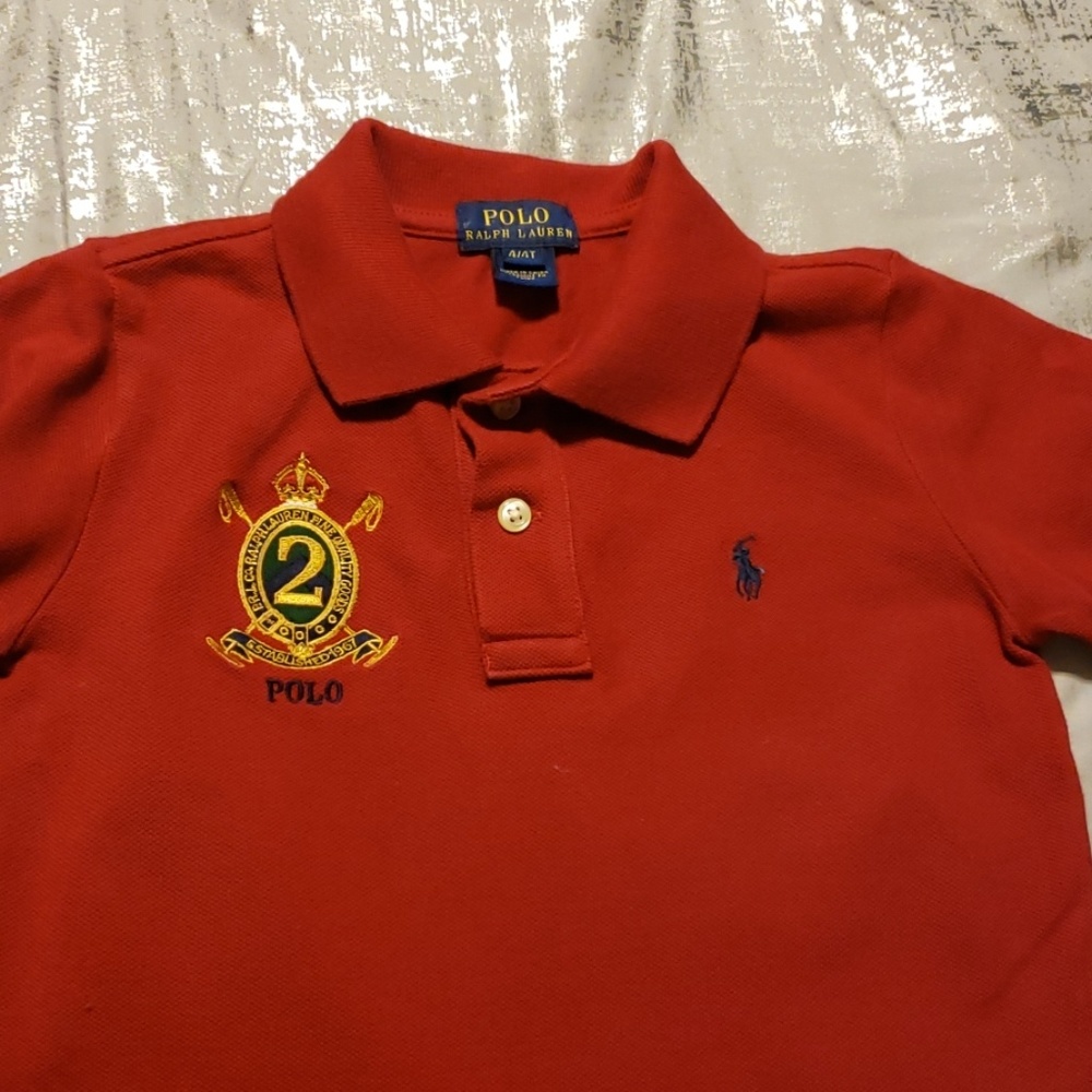 Polo boys red nautical crested "2" casual shirt